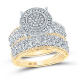 10kt Yellow Gold His Hers Round Diamond Cluster Matching Wedding Set 5/8 Cttw