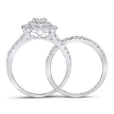 14kt White Gold Round Diamond Bridal Wedding Ring Band Set 1-3/8 Cttw