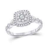 14kt White Gold Womens Round Diamond Square Cluster Ring 1/2 Cttw