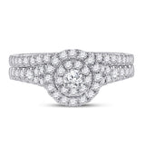 14kt White Gold Round Diamond Bridal Wedding Ring Band Set 3/4 Cttw