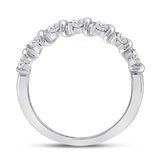 14kt White Gold Womens Round Diamond Band Ring 1/2 Cttw