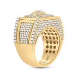 14kt Yellow Gold Mens Round Diamond Square Cluster Ring 3 Cttw