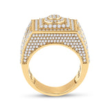 14kt Yellow Gold Mens Round Diamond Square Cluster Ring 3 Cttw
