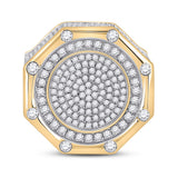 14kt Yellow Gold Mens Round Diamond Octagon Cluster Ring 2-3/4 Cttw