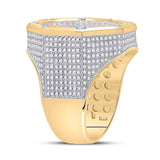 14kt Yellow Gold Mens Round Diamond Octagon Cluster Ring 2-3/4 Cttw