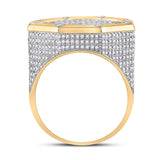 14kt Yellow Gold Mens Round Diamond Octagon Cluster Ring 2-3/4 Cttw