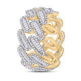 10kt Yellow Gold Mens Baguette Diamond Cuban Link Band Ring 2-1/3 Cttw