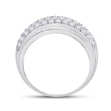 14kt White Gold Mens Round Diamond Pave Band Ring 1-1/2 Cttw