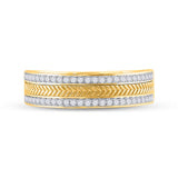 14kt Yellow Gold Mens Round Diamond Wedding Wheat Texture Band Ring 1/3 Cttw