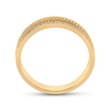 14kt Yellow Gold Mens Round Diamond Wedding Textured Band Ring 1/3 Cttw