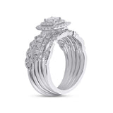 14kt White Gold Princess Diamond Bridal Wedding Ring Band Set 1-1/3 Cttw