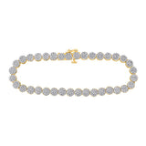 14kt Yellow Gold Mens Round Diamond Cluster Bracelet 2 Cttw