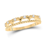 10kt Yellow Gold Womens Round Diamond Heart Band Ring 1/10 Cttw
