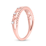 10kt Rose Gold Womens Round Diamond Heart Band Ring 1/10 Cttw