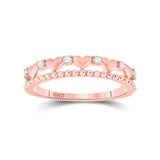 10kt Rose Gold Womens Round Diamond Heart Band Ring 1/10 Cttw