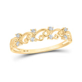 10kt Yellow Gold Womens Round Diamond Curl Band Ring 1/10 Cttw