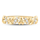 10kt Yellow Gold Womens Round Diamond Flower Band Ring 1/8 Cttw
