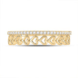 10kt Yellow Gold Womens Round Diamond Heart Band Ring 1/6 Cttw