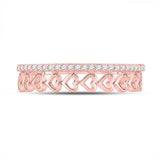 10kt Rose Gold Womens Round Diamond Heart Band Ring 1/6 Cttw
