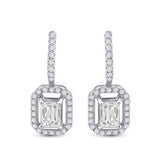 14kt White Gold Womens Emerald Diamond Dangle Earrings 1-1/4 Cttw