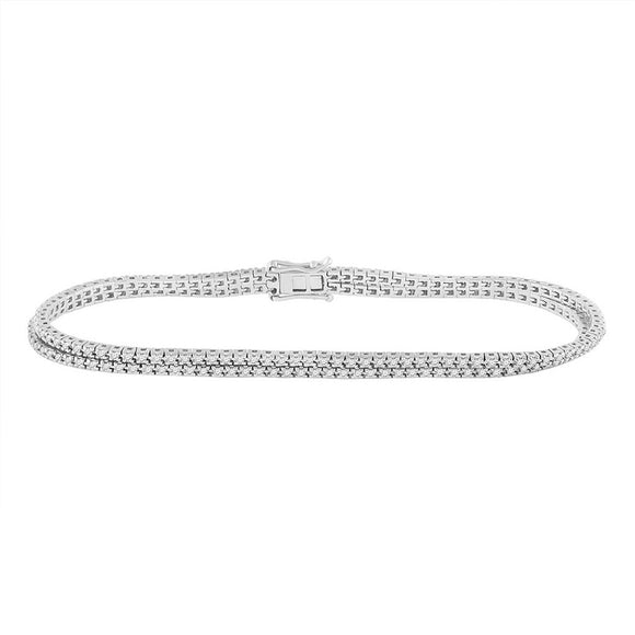 14kt White Gold Womens Round Diamond Fashion Bracelet 1 Cttw