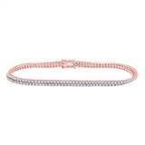14kt Rose Gold Womens Round Diamond Fashion Bracelet 1 Cttw