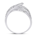 14kt White Gold Womens Round Diamond Spiral Strand Fashion Ring 3/4 Cttw