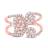 14kt Rose Gold Womens Round Diamond Modern Negative Space Band Ring 3/4 Cttw