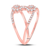 14kt Rose Gold Womens Round Diamond Modern Negative Space Band Ring 3/4 Cttw