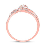 14kt Rose Gold Womens Round Diamond Modern Negative Space Band Ring 3/4 Cttw