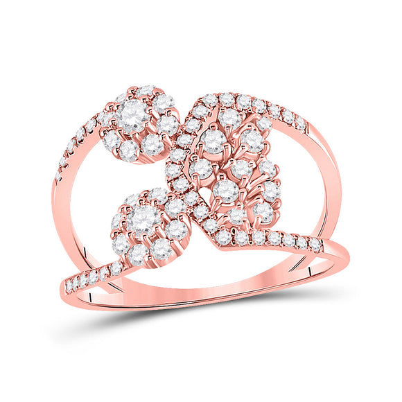 14kt Rose Gold Womens Round Diamond Modern Negative Space Band Ring 3/4 Cttw