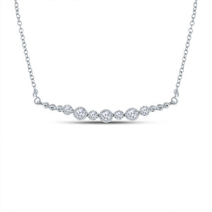 14kt White Gold Womens Round Diamond Bar Necklace 1/3 Cttw