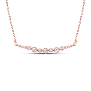 14kt Rose Gold Womens Round Diamond Bar Necklace 1/3 Cttw