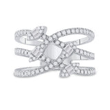14kt White Gold Womens Baguette Diamond Crossover Strand Band Ring 3/4 Cttw