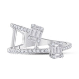 14kt White Gold Womens Baguette Diamond Fashion Ring 1/2 Cttw