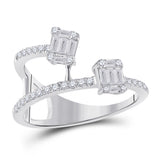 14kt White Gold Womens Baguette Diamond Fashion Ring 1/2 Cttw
