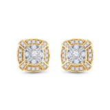 14kt Yellow Gold Womens Round Diamond Square Cluster Earrings 3/4 Cttw