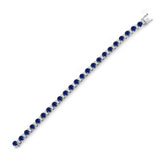 14kt White Gold Womens Round Blue Sapphire Diamond Tennis Bracelet 15-1/4 Cttw
