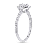 14kt White Gold Womens Baguette Diamond Oval Cluster Ring 1/3 Cttw