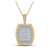 10kt Yellow Gold Mens Round Diamond Pillow Cushion Charm Pendant 2-1/3 Cttw