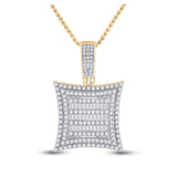 10kt Yellow Gold Mens Baguette Diamond Square Kite Charm Pendant 1-1/4 Cttw