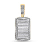 14kt Yellow Gold Mens Round Diamond Dog Tag Charm Pendant 1-1/6 Cttw