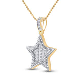 14kt Yellow Gold Mens Round Diamond Star Charm Pendant 3/4 Cttw