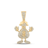 10kt Yellow Gold Mens Round Diamond Dollar Money Bag Man Pendant 3 Cttw