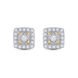 10kt Yellow Gold Womens Round Diamond Square Earrings 1/5 Cttw