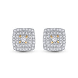 10kt Yellow Gold Womens Round Diamond Square Earrings 1/4 Cttw