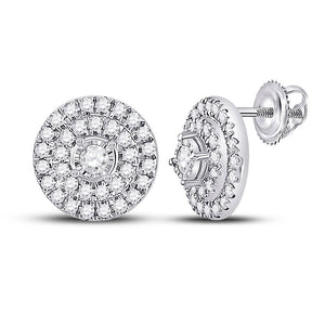 10kt White Gold Womens Round Diamond Circle Earrings 1/4 Cttw
