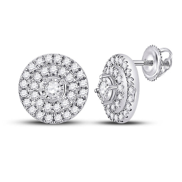 10kt White Gold Womens Round Diamond Circle Earrings 1/4 Cttw