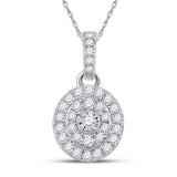 10kt White Gold Womens Round Diamond Oval Pendant 1/3 Cttw