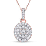 10kt Rose Gold Womens Round Diamond Oval Pendant 1/3 Cttw
